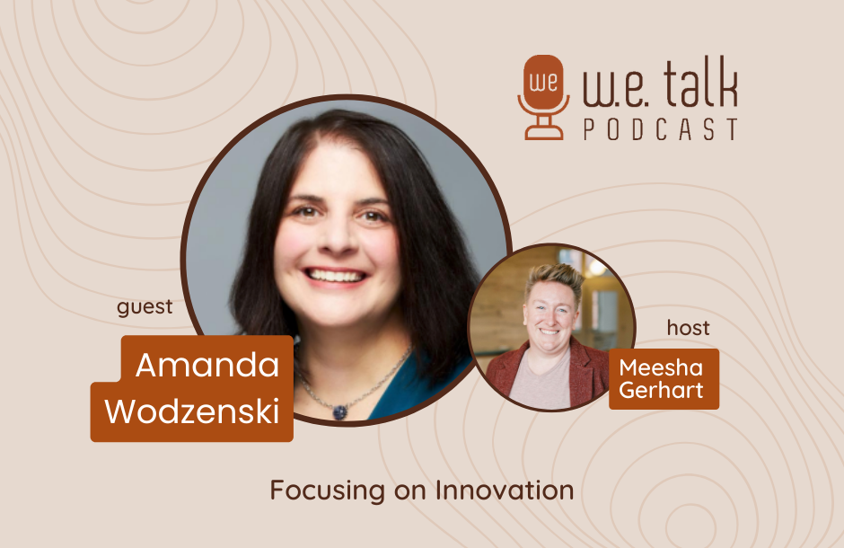 W.E. Talk Podcast Graphic Announcing Interview with Amanda Wodzenski